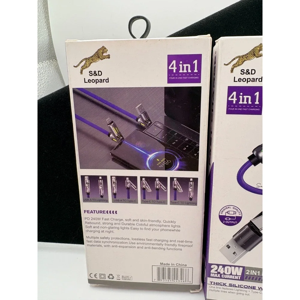S&D Leopard 4 in 1 Blue Fast Charging Cable (2 boxes) Cables